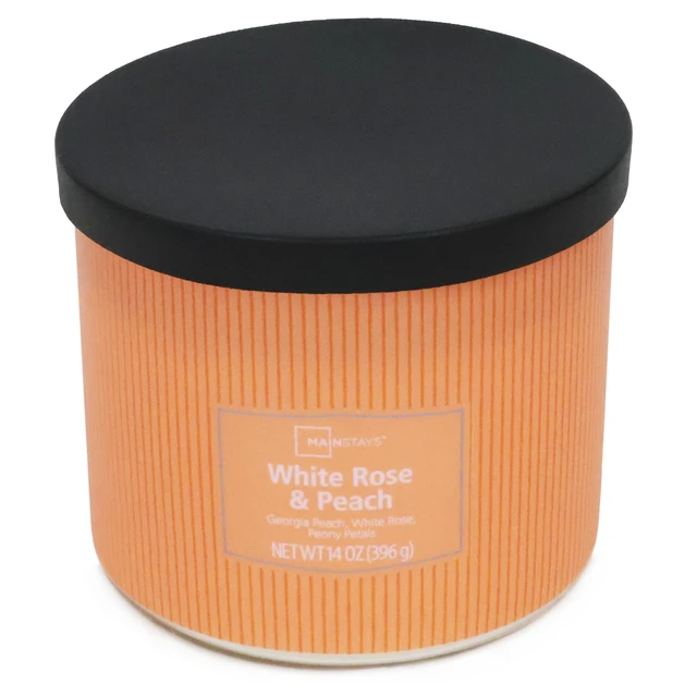 Alt view image 2 of 6 - Mainstays 3-Wick White Rose and Peach Textured Wrap Candle 14oz