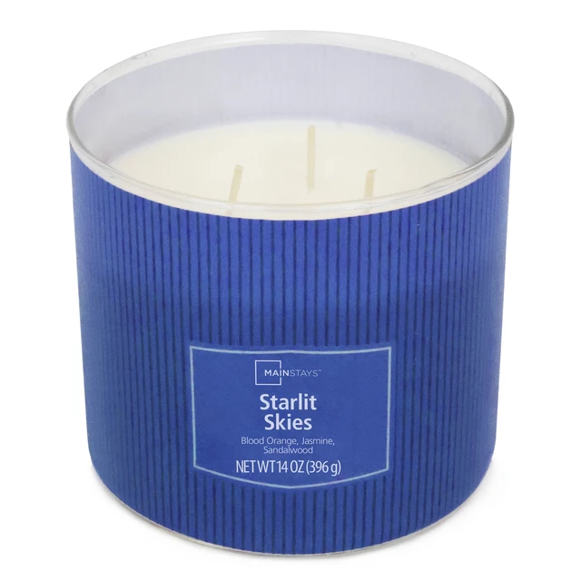 Alt view image 4 of 5 - Mainstays Starlit Skies 3-Wick Textured Wrapped Scented Jar Candle, 14oz