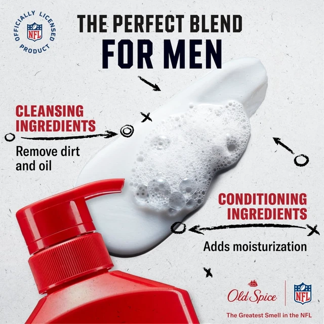 Alt view image 5 of 6 - Old Spice Clutch Play C.J. 2-in-1 Shampoo & Conditioner for Men, Old Spice x NFL, 21.9 fl oz