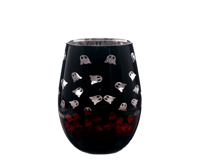Alt view image 2 of 3 - Way to Celebrate Stemless Wine Glass, Two-Tone Black Ghost Design, 17.5 oz