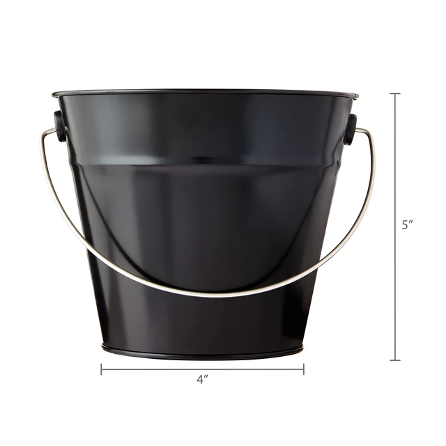 Alt view image 6 of 6 - 2-Pack Black Tin Pail with Handle, 5-Inch, by Way To Celebrate Party Favors