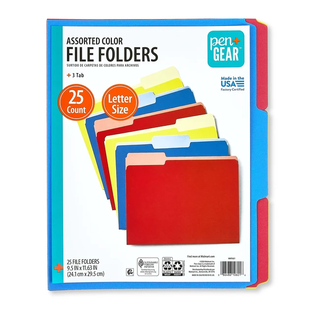 Alt view image 2 of 6 - Pen+Gear Letter Size File Folders, Assorted Colors, 25 Count