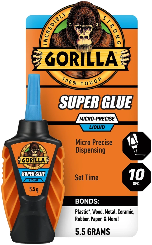 Main image of Gorilla Micro Precise Super Glue, Clear, 5.5 Gram, All Purpose Fast Setting for Projects and Repairs