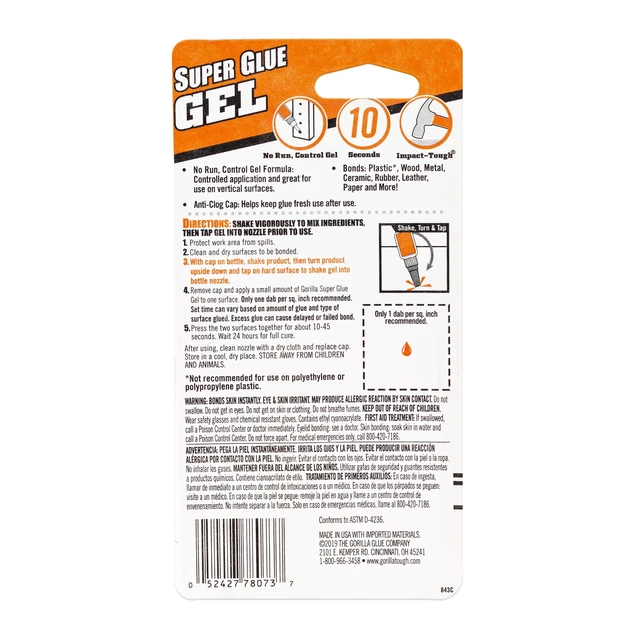 Alt view image 4 of 5 - Gorilla Glue Super Glue Clear Gel, 15 Gram (0.53 Ounces)