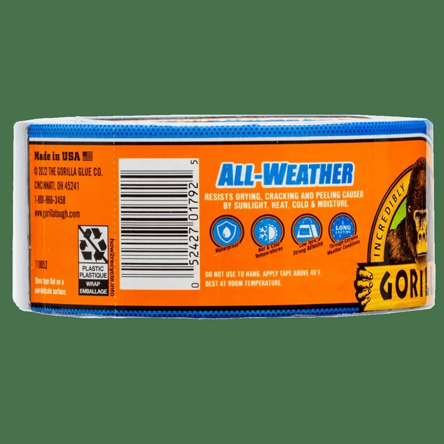 Alt view image 4 of 6 - Gorilla Permanent All Weather Black Tape 1.88in x 10Yard