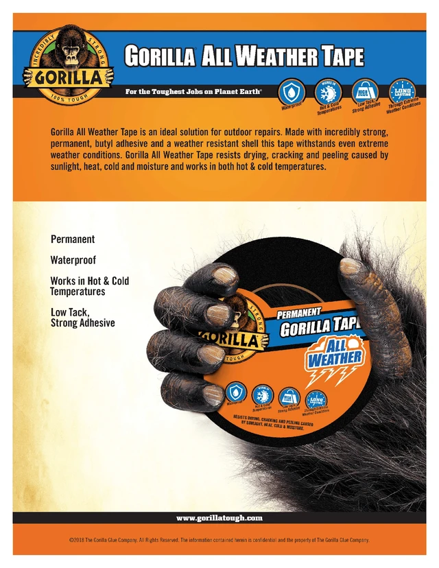 Alt view image 2 of 6 - Gorilla Permanent All Weather Black Tape 1.88in x 10Yard