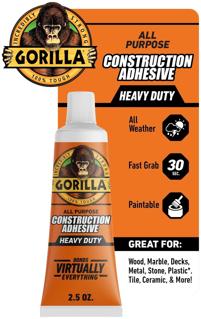 Main image of Gorilla Glue 8020002 Heavy Duty Construction Adhesive, 2.5 oz, White