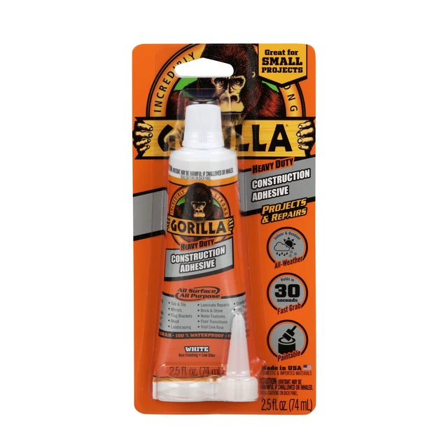 Alt view image 2 of 5 - Gorilla Glue 8020002 Heavy Duty Construction Adhesive, 2.5 oz, White