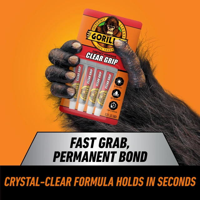 Alt view image 5 of 6 - Gorilla Clear Grip Contact Glue 5g Mini Tubes 4-Pack