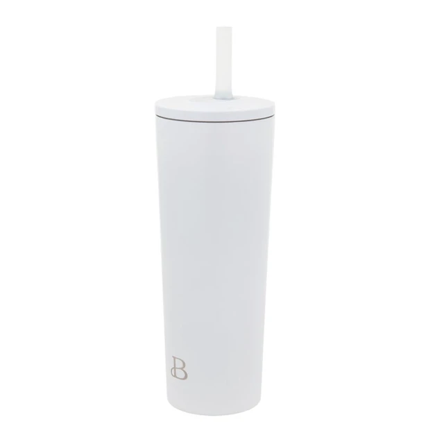 Alt view image 3 of 7 - No Drippy Sippy 24oz Stainless Steel Tumbler with Straw, White