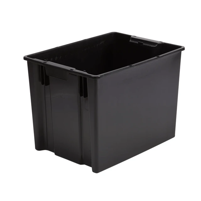 Alt view image 6 of 6 - Hyper Tough Large Garage Plastic Stacking Open Storage Bin, Black, No Lid