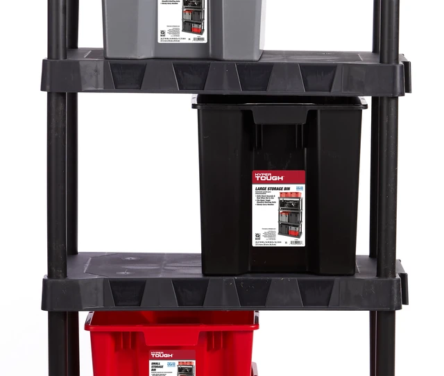 Alt view image 2 of 6 - Hyper Tough Large Garage Plastic Stacking Open Storage Bin, Black, No Lid