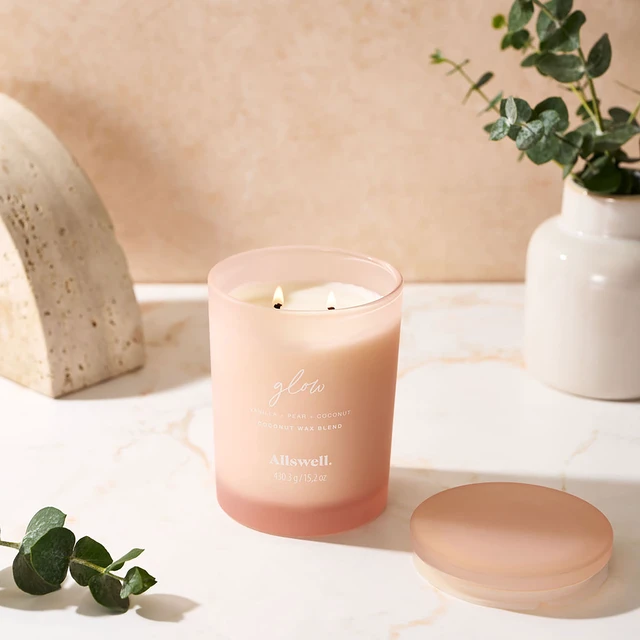 Alt view image 3 of 6 - Allswell Glow 2-Wick Spa Jar Candle, Vanilla + Pear + Coconut, 15.2oz