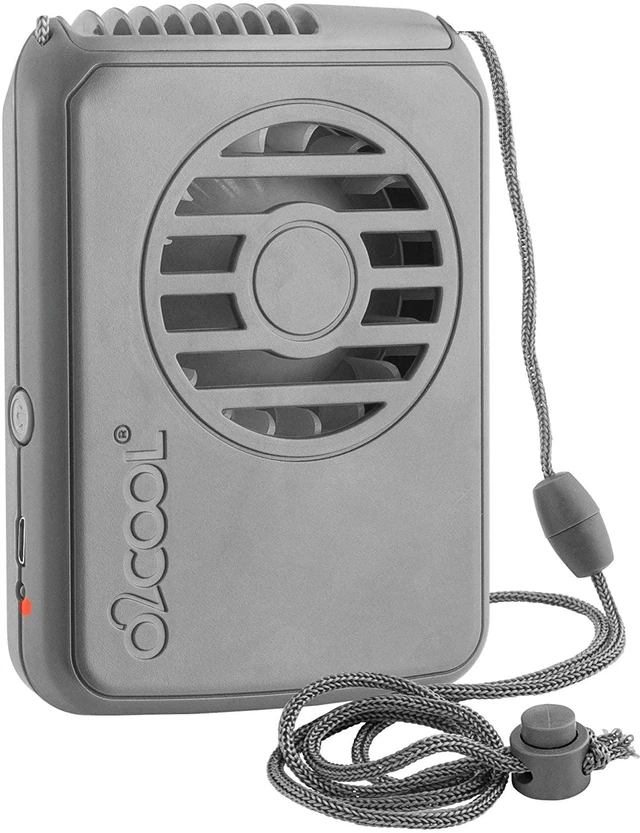 Main image of O2Cool Portable Neck Cooling Fan with USB Battery Powered Adjustable Lanyard, Gray