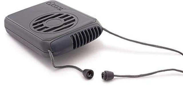 Alt view image 3 of 5 - O2Cool Portable Neck Cooling Fan with USB Battery Powered Adjustable Lanyard, Gray