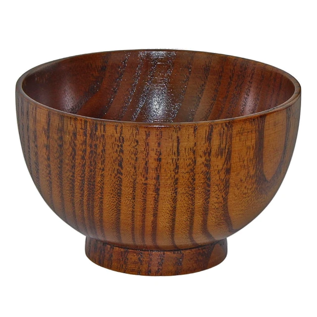 Alt view image 6 of 7 - Japanese Style Solid Wood Bowl Children Baby Serving Tableware for Salad Rice Miso Soup Fruits Decorative Gift, Single Bowl