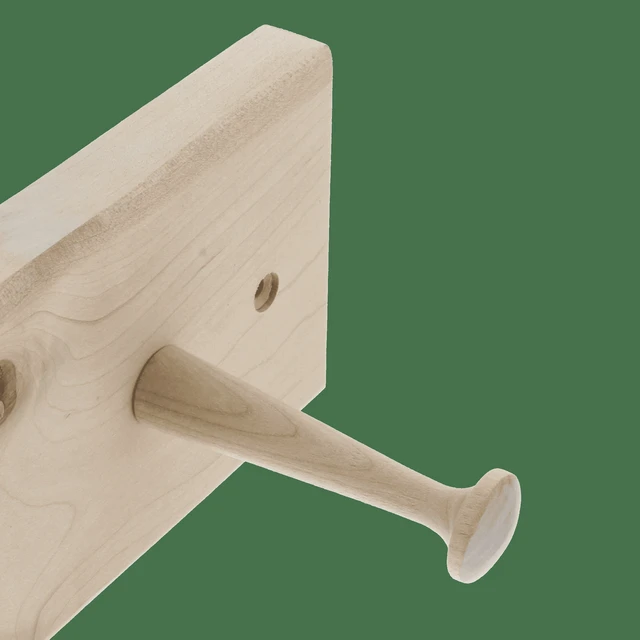 Alt view image 2 of 4 - Mainstays 18in. Wall Mounted Unfinished Wood Hook Rack 4 Pegs