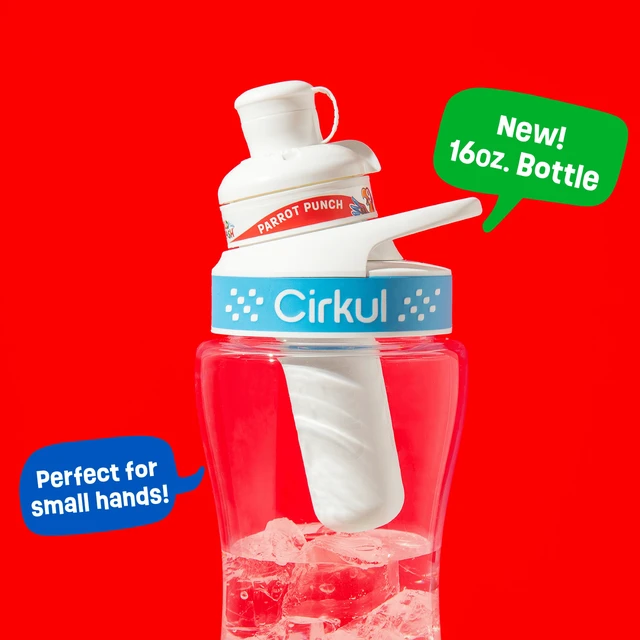 Alt view image 2 of 6 - Cirkul Kids Water Bottle Starter Kit 16oz BPA-Free Bottle with Flavor Cartridge, Blue Lid (Parrot Punch)