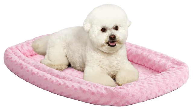 Alt view image 4 of 4 - Midwest QuietTime Double Bolster Dog Bed & Crate Mat, Pink, 22"