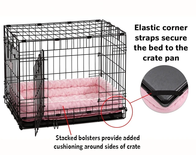 Alt view image 3 of 4 - Midwest QuietTime Double Bolster Dog Bed & Crate Mat, Pink, 22"