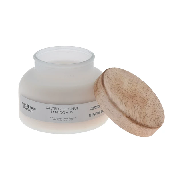 Alt view image 6 of 6 - Better Homes & Gardens Salted Coconut Mahogany Scented 2-Wick Frosted Jar Candle, 18oz