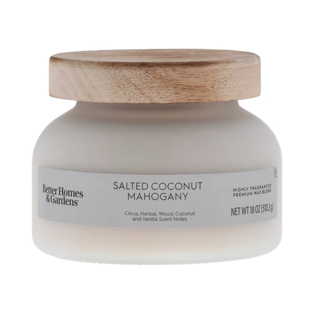 Alt view image 3 of 6 - Better Homes & Gardens Salted Coconut Mahogany Scented 2-Wick Frosted Jar Candle, 18oz