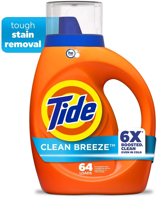 Main image of Tide Laundry Detergent Liquid, Clean Breeze Scent, 80fl oz, 64Loads
