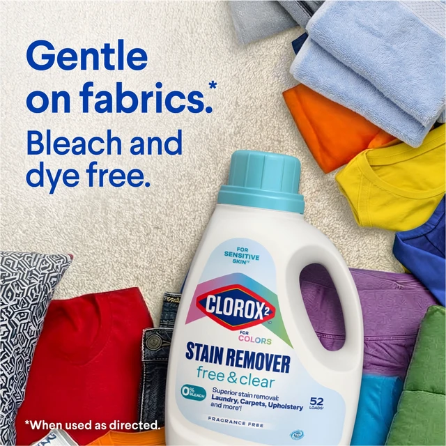 Alt view image 4 of 5 - Clorox 2 For Colors Stain Remover, 2-in-1 Laundry + Fabric, Free and Clear, 66 fl oz