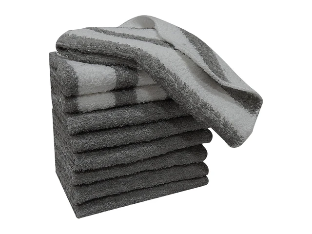 Alt view image 3 of 5 - 2-Pack Mainstays 9-Pack Solid/Stripe Kitchen Dishcloth Set, Gray