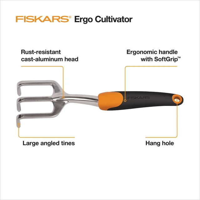 Alt view image 2 of 6 - Fiskars Ergo Cultivator Tiller Scratch Tool with SoftGrip Handle