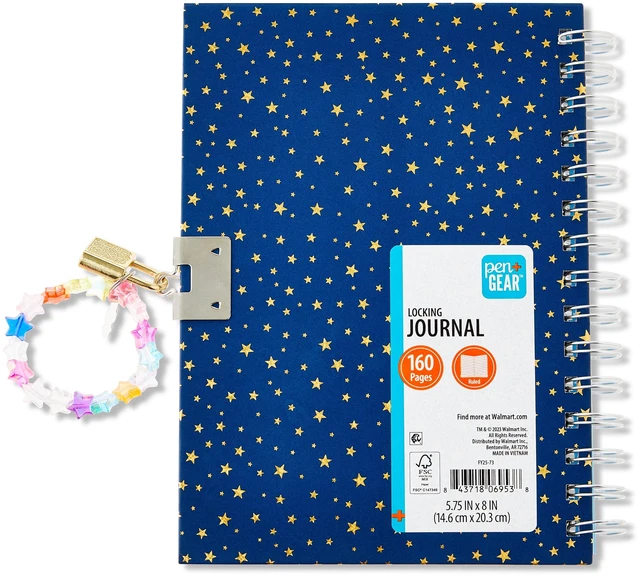 Alt view image 3 of 5 - Pen+Gear Gold Star Shaker Locking Journal 6.6" x 8.3" 160 Ruled Pages for Children
