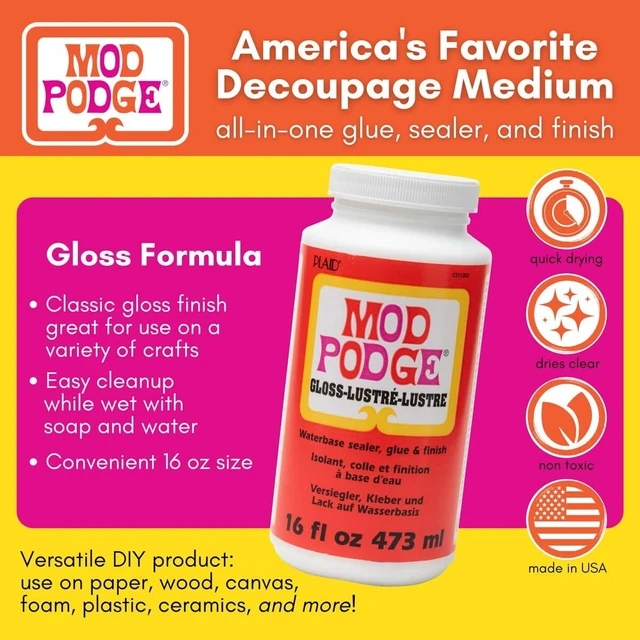 Alt view image 5 of 5 - Mod Podge Gloss Waterbase Sealer, Glue, and Finish, 16fl oz