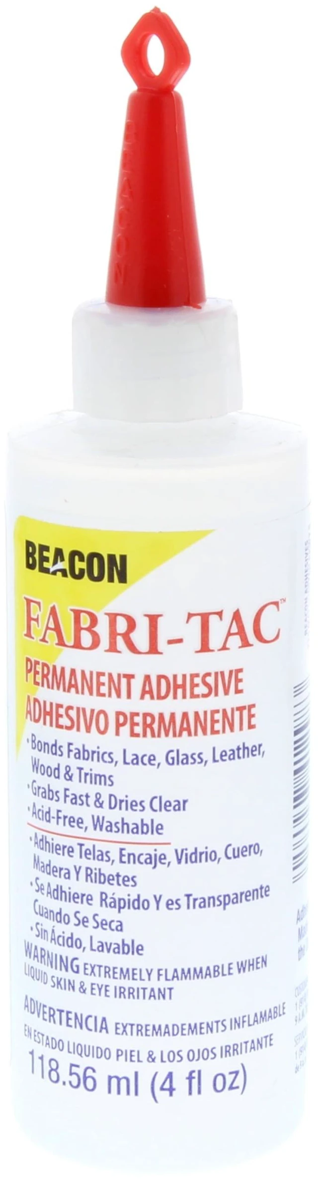 Main image of Beacon Fabri-Tac Permanent Quick-Dry Fabric Adhesive Glue, 4oz Bottle