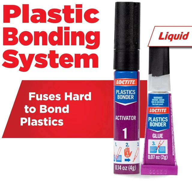 Main image of Loctite Super Glue Plastics Bonding System, 1-0.14oz Activator Stick + 1-0.07oz Glue Tube, Clear, 0.21fl oz Kit