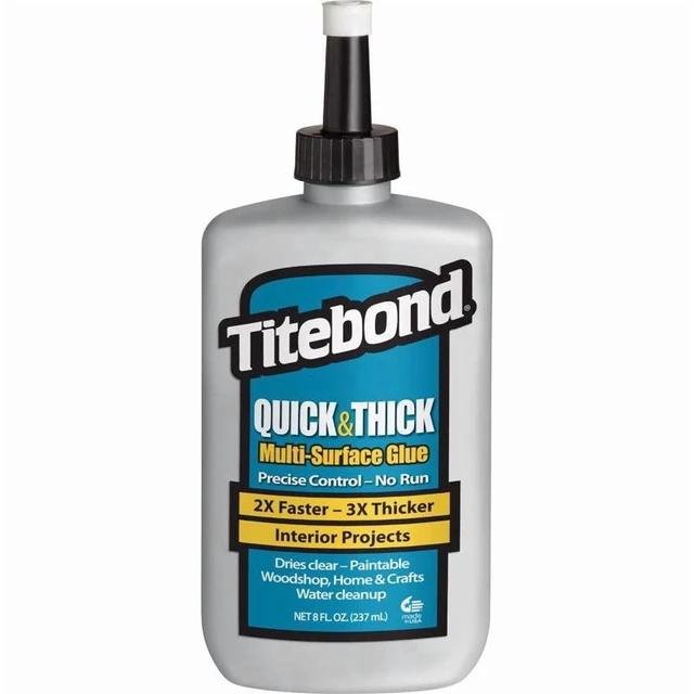 Main image of Titebond 2403 Quick & Thick Multi-Surface Glue 8Oz, PVA Adhesive for Wood, Ceramic, Pottery, Stone, Glass, Fabric & Crafts, Strong Tack, Dries Clear, Paintable