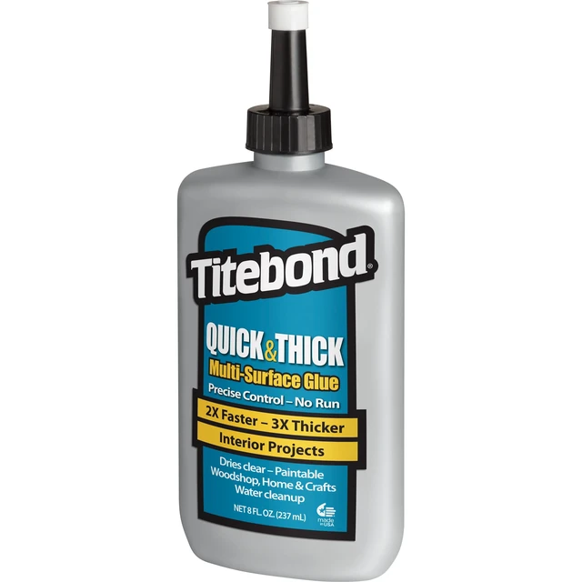Alt view image 6 of 6 - Titebond 2403 Quick & Thick Multi-Surface Glue 8Oz, PVA Adhesive for Wood, Ceramic, Pottery, Stone, Glass, Fabric & Crafts, Strong Tack, Dries Clear, Paintable