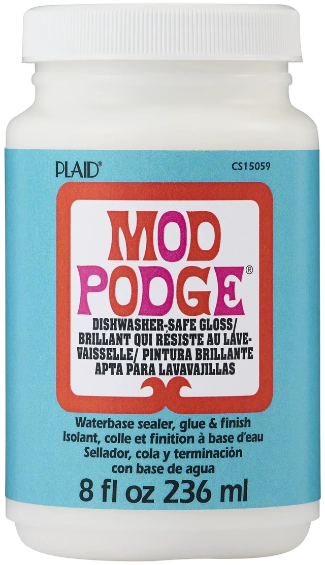 Main image of Mod Podge Dishwasher Safe Sealer, Glue & Finish, Gloss, Clear, 8fl oz