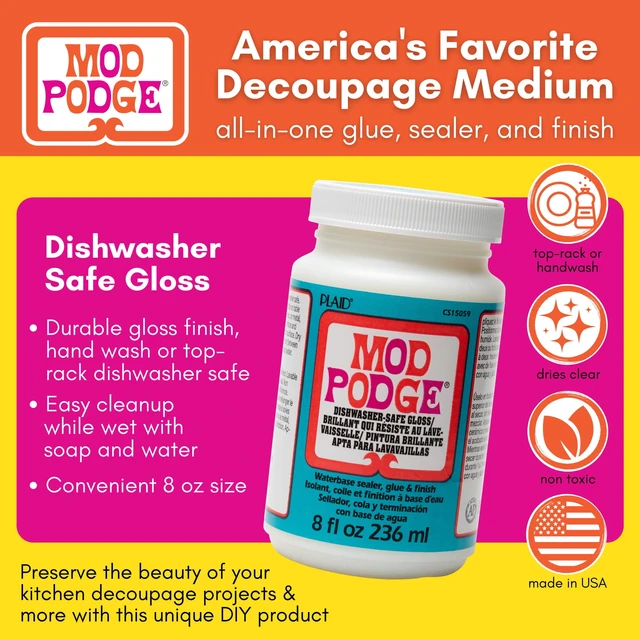 Alt view image 4 of 5 - Mod Podge Dishwasher Safe Sealer, Glue & Finish, Gloss, Clear, 8fl oz