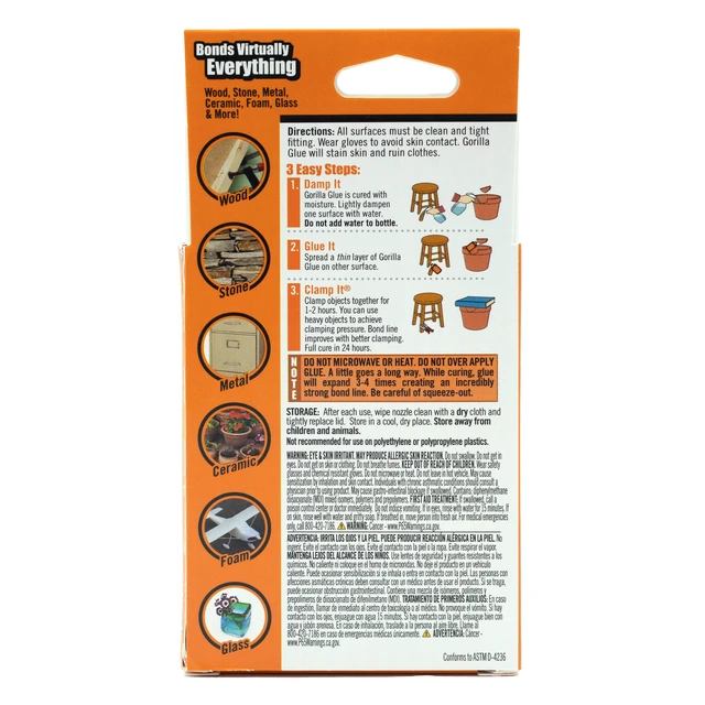 Alt view image 2 of 5 - Gorilla Glue Original Brown Polyurethane Glue, 2oz Bottle