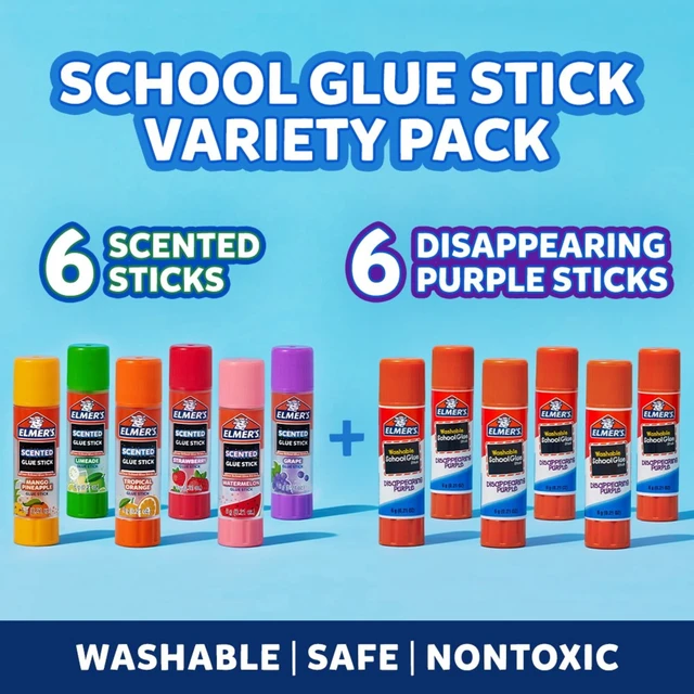 Alt view image 5 of 6 - Elmer's Scented Glue Sticks Variety Pack, Nontoxic Safe School Glue, 6g, 12 Count