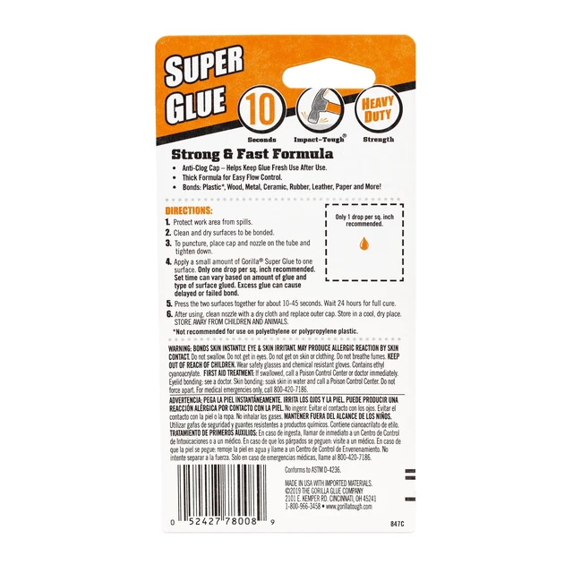 Alt view image 3 of 5 - Gorilla Clear Super Glue 3g (0.11 oz) Mini Tubes, 2 Pack, 24-Hour Cure Time