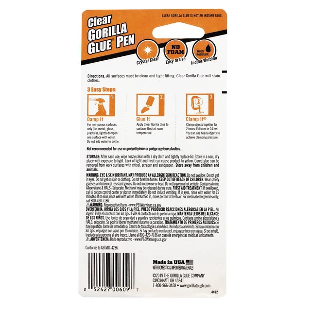 Alt view image 5 of 5 - Gorilla Glue Model 103519 Clear Polyurethane Pen, 21.26g, 1 Pack, 24 Hour Cure Time
