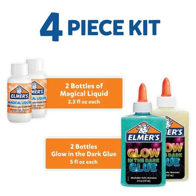 Alt view image 5 of 6 - Elmer's Glow-in-the-Dark Slime Kit, 4 Count, Assorted Colors, with Glue Slime Activator