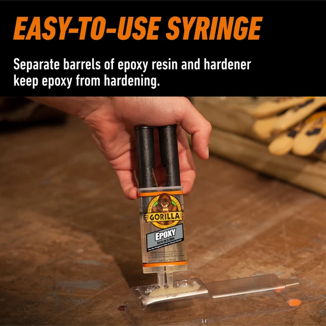 Alt view image 5 of 6 - Gorilla Glue Epoxy Resin and Hardener Clear 0.85oz Syringe