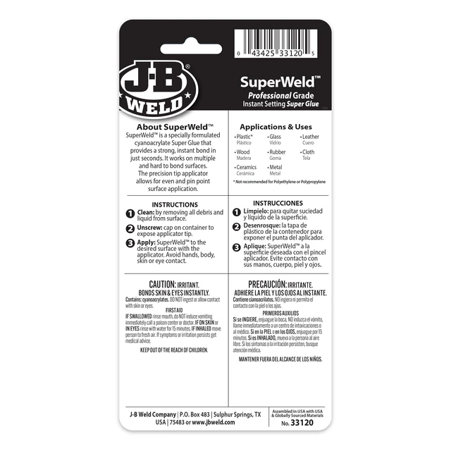Alt view image 5 of 5 - J-B Weld SuperWeld Instant Adhesive 20g