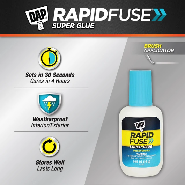 Alt view image 3 of 5 - DAP RapidFuse 0.56 oz Clear Super Glue Brush Applicator