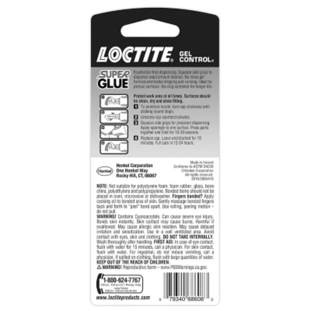 Alt view image 4 of 5 - Loctite Super Glue Gel Control, Clear, 0.14 fl Oz Bottle, 2 Pack