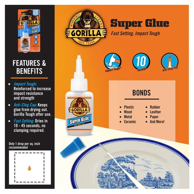 Alt view image 2 of 6 - Gorilla Glue Super Glue 20g Bonus Bottle