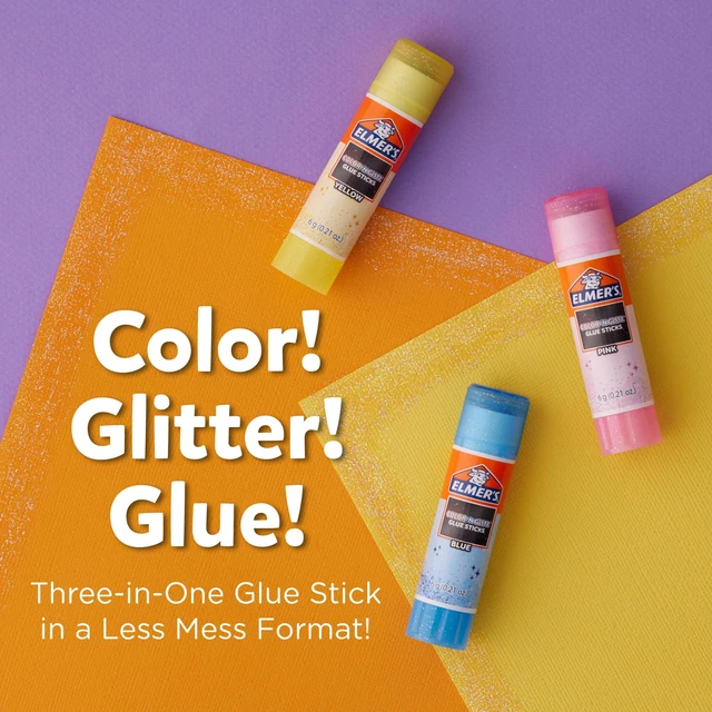Alt view image 5 of 5 - Elmer's Color 'n Glitz Glue Sticks, Washable, Assorted Colors, 6g, 12-Pack