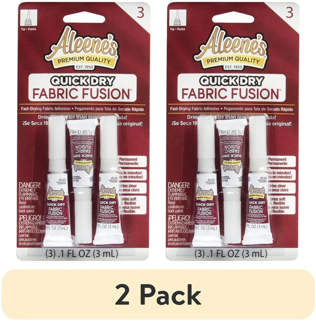 Main image of Aleene's Quick Dry Fabric Fusion Glue, 0.1 fl oz, 2 Pack, 3 Pack, Dry Time 5 Minutes
